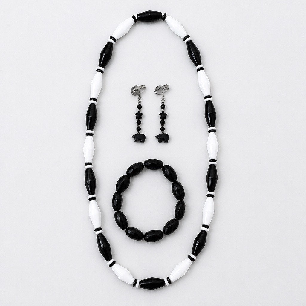 1980s OP-ART BLACK & WHITE 3-PIECE COLLECTION
