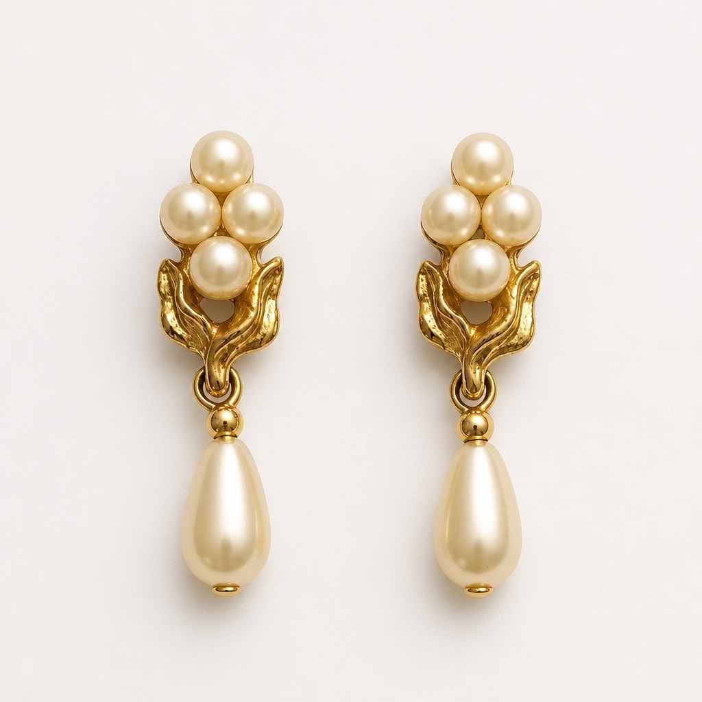 The Richelieu Estate Collection: Pearl Blossom & Teardrop Dangle Earrings