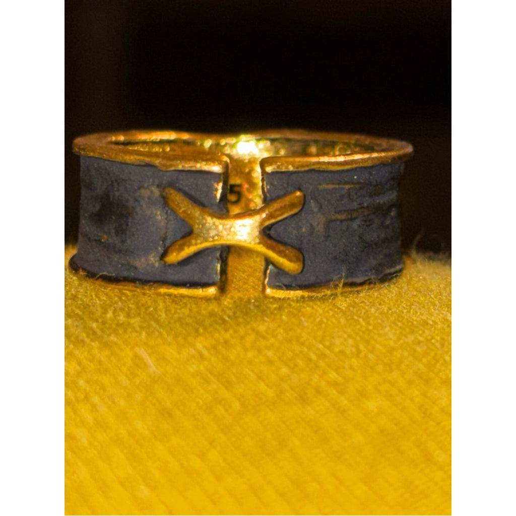 Gold & Navy Accent Ring