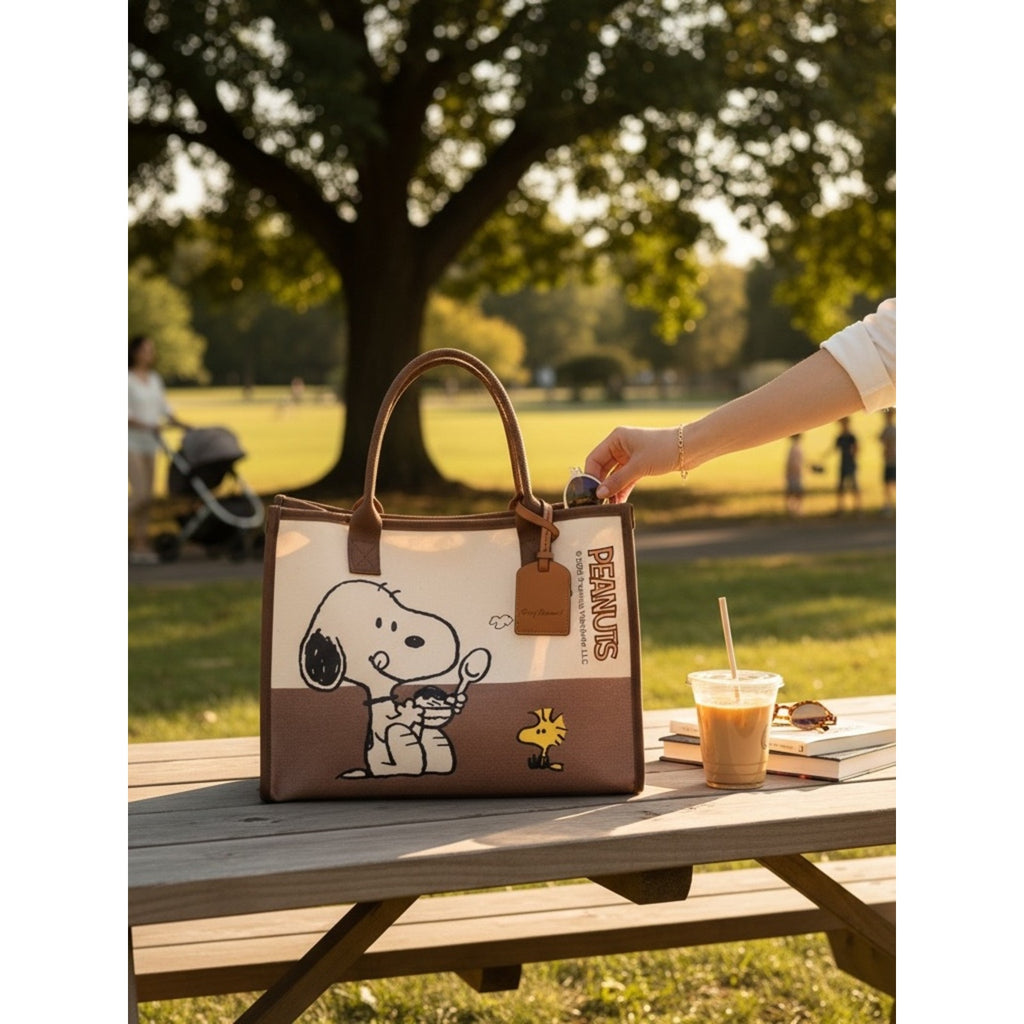 Canvas Tote with Snoopy & Woodstock