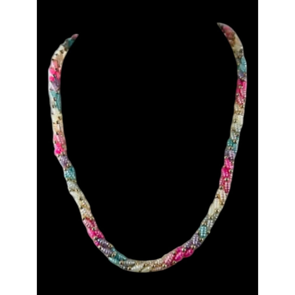 ✨ Y2K Pastel Rainbow Multi-Strand Twisted Seed Bead Choker Necklace ✨