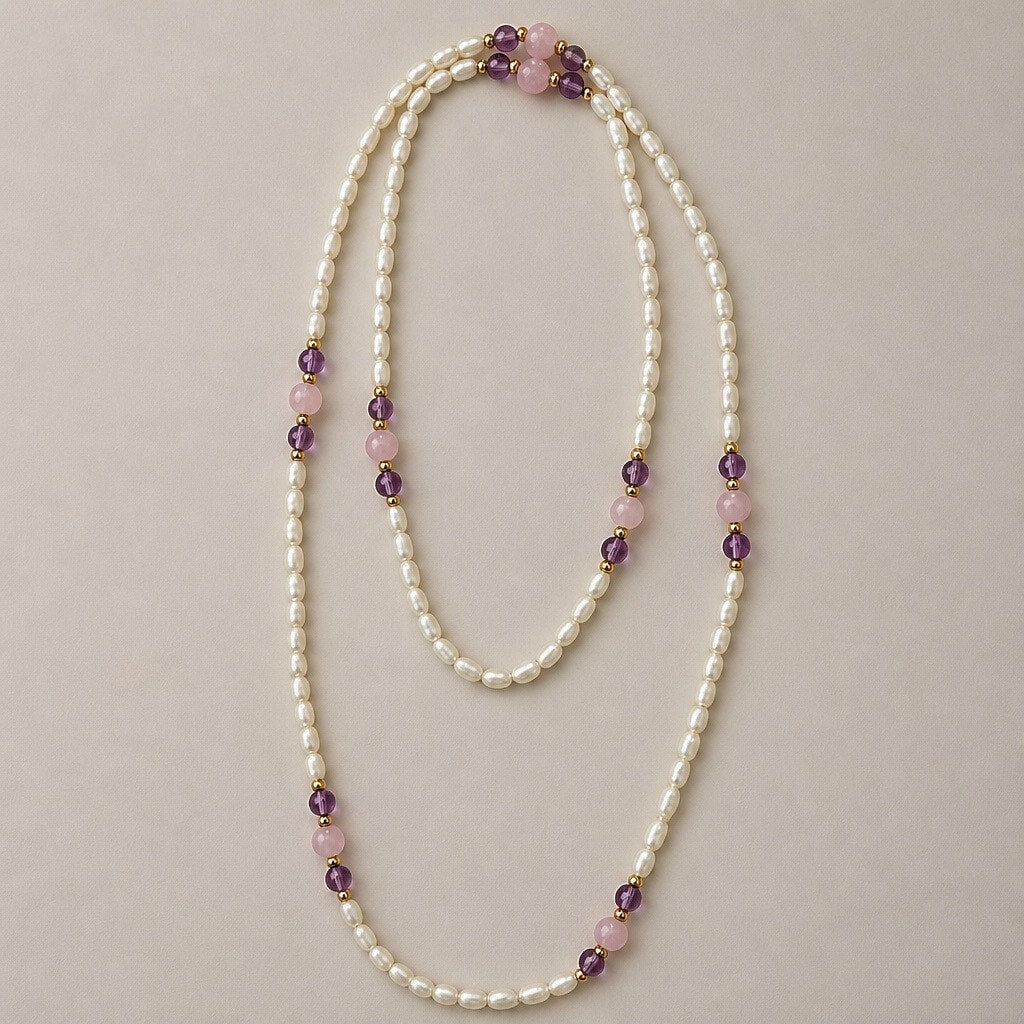 "The Pastel Blossom" Genuine Pearl & Gemstone Strand