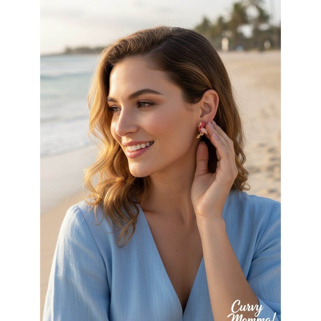 Flamingo Enamel Stud Earrings