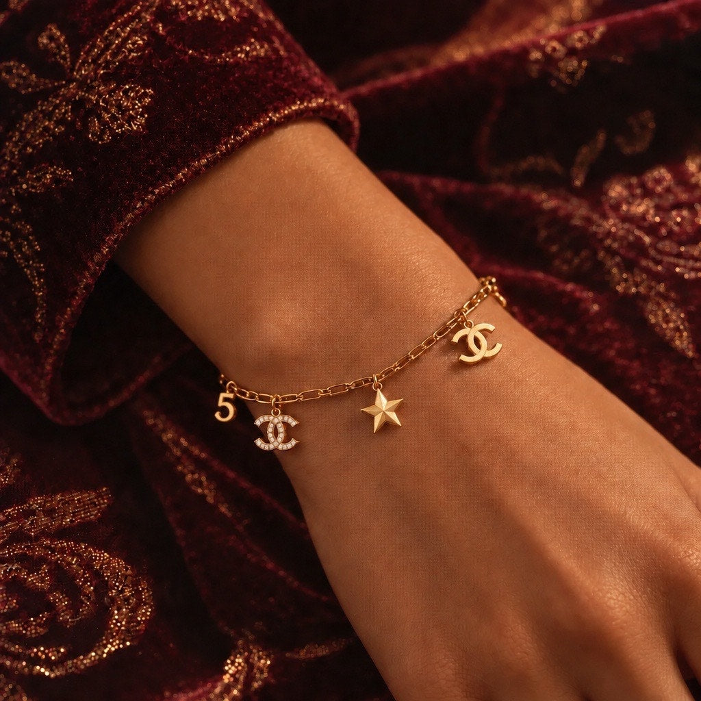 Vintage Paris Runway Style Charm Bracelet • Sparkling Link