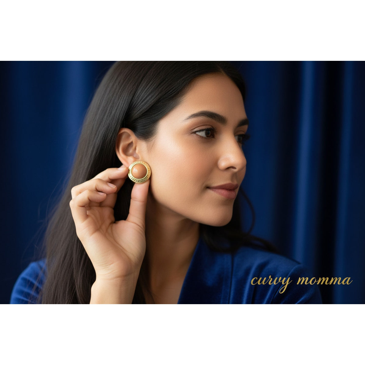 Vintage Gold-Tone Peach Earrings