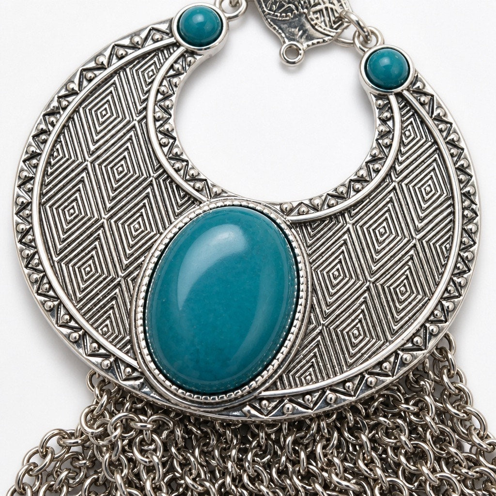 Vintage “Moonlight Trail “Lia Sophia Turquoise Crescent Fringe  Necklace