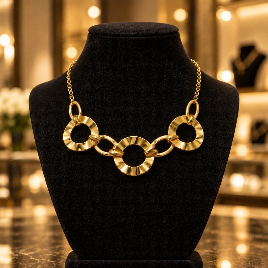 Vintage Gold Statement Link Necklace