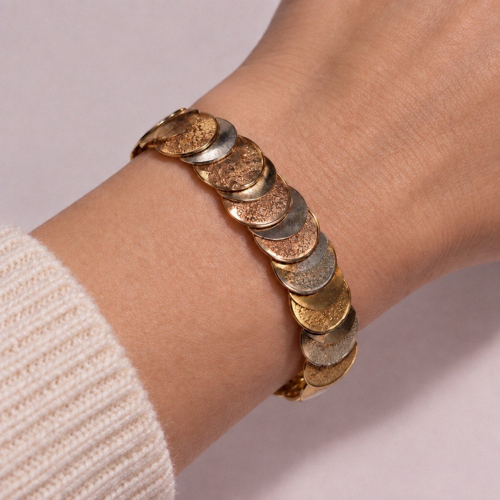 Vintage Gold-Tone Disc Link Bracelet