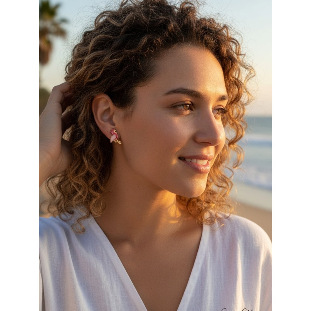 Flamingo Enamel Stud Earrings