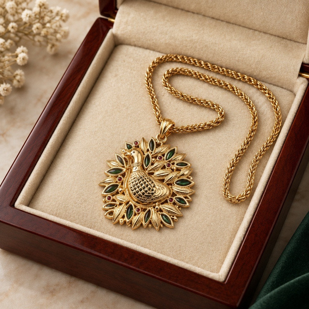 Vintage 1978 Sarah Coventry Partridge in a Pear Tree Pendant Necklace Gold Tone