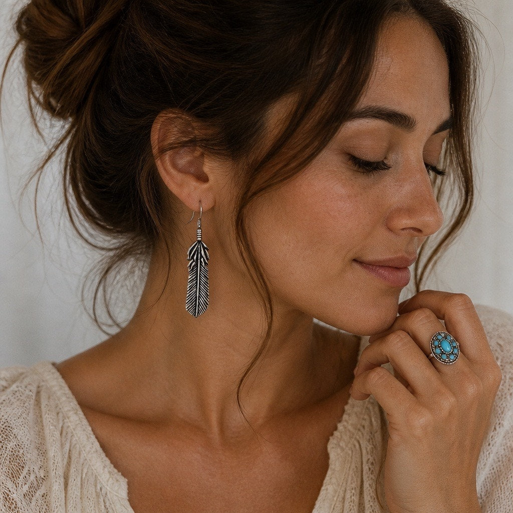 🌵✨ RARE VTG Robert Lee Morris RLM SOHO Drop Earrings & Turquoise Boho Set ✨🌵