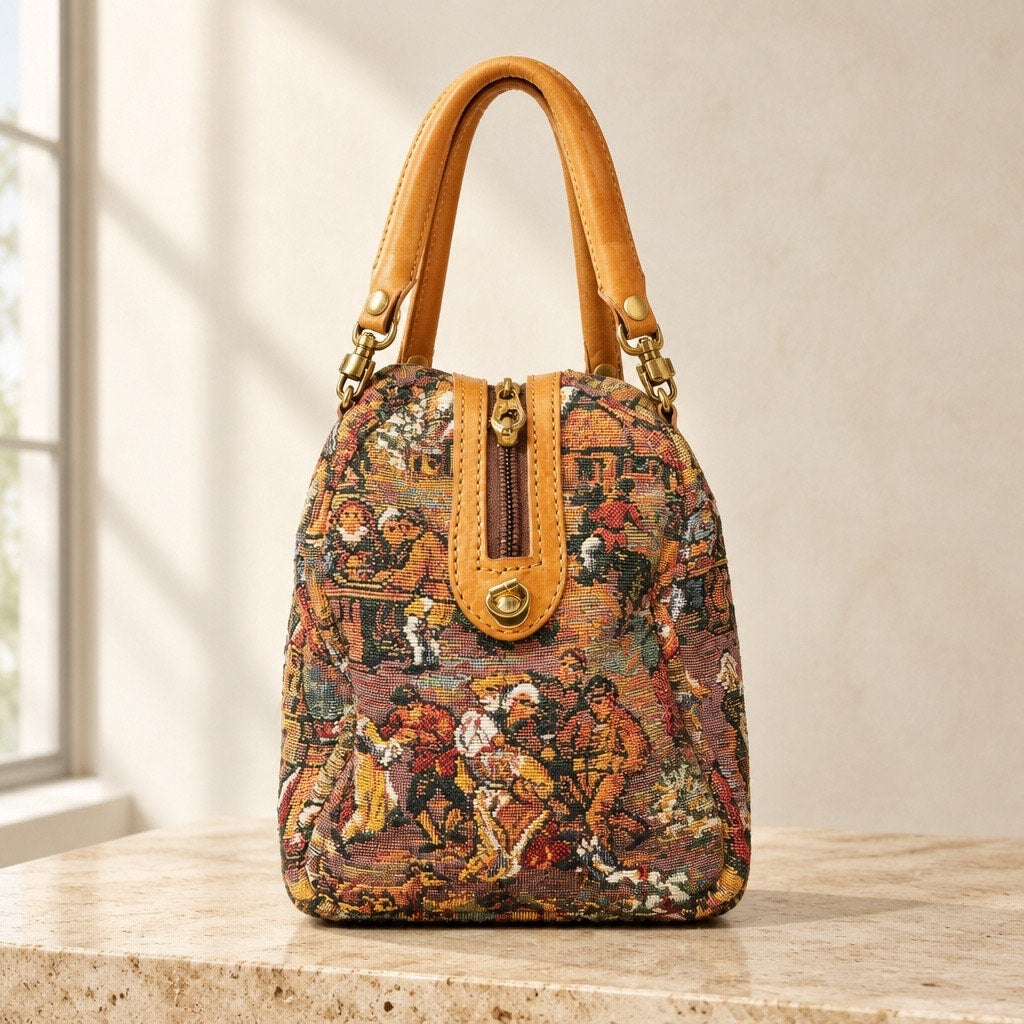 The Heritage Collection: Vintage French Gobelins Art Woven Tapestry Satchel