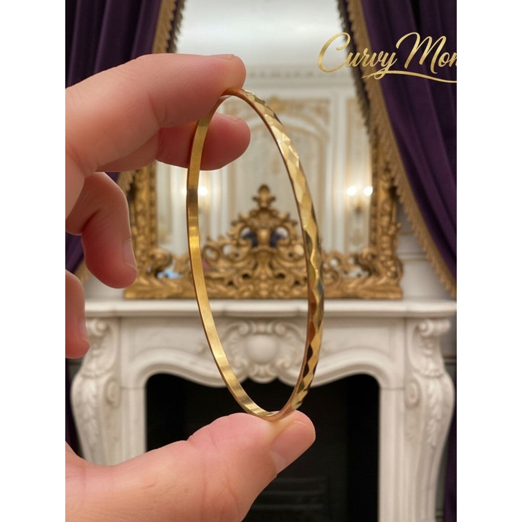 Vintage Classic Faceted Gold-plated Women’s Bangle Bracelet