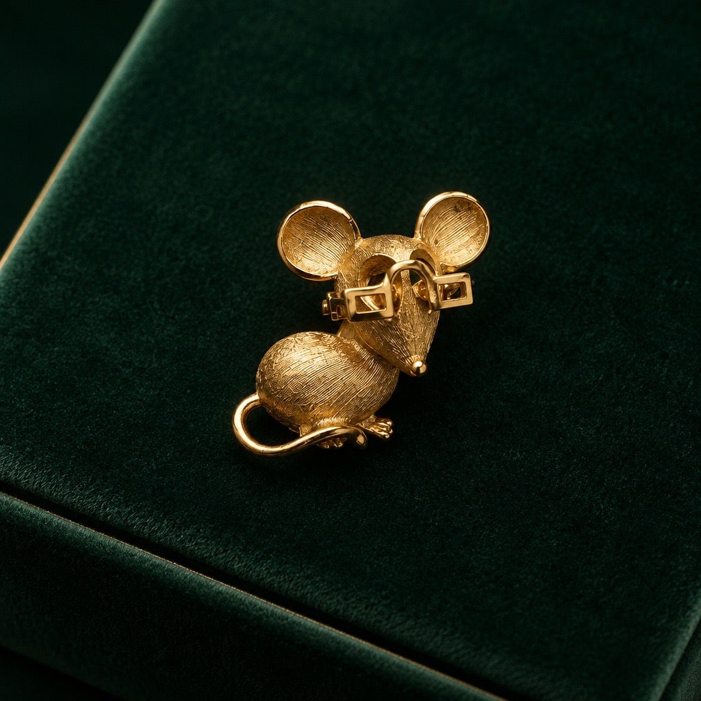 1973 RARE Vintage Avon "Spectacular Mouse" Movable Glasses Brooch –  Gold Plated