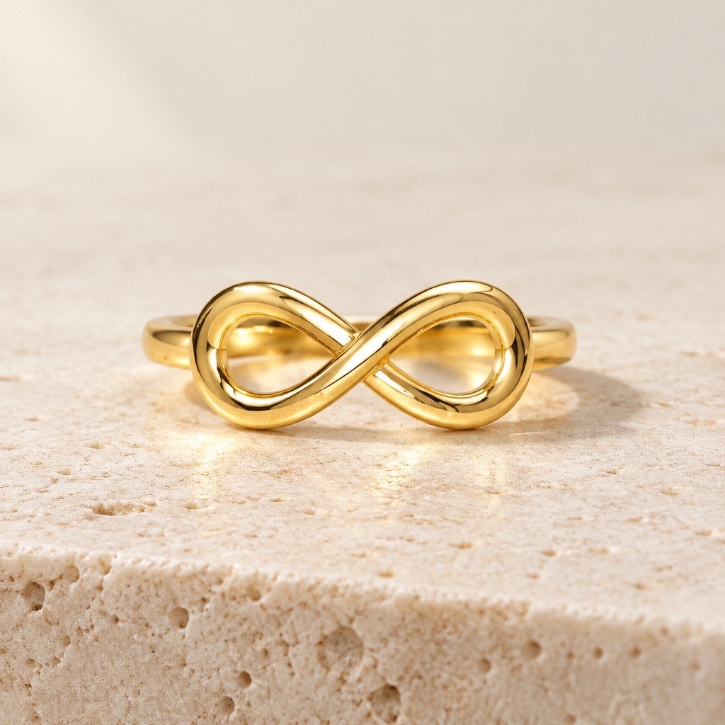 c.2025 Infinity Loop Statement Ring, Contemporary Gold Quiet Luxury Band  size 5
