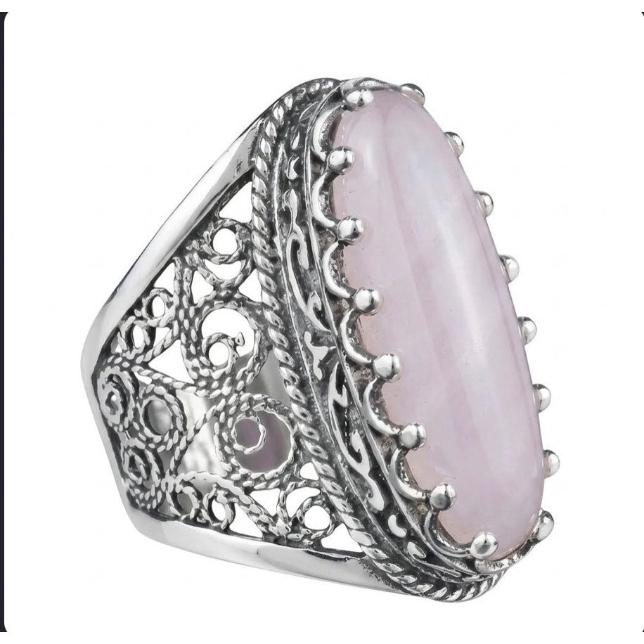 925 Silver Pink Quartz Gemstone & Handcrafted Filigree