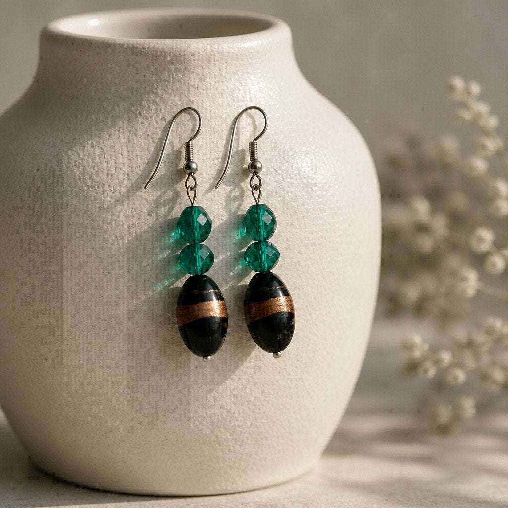 Onyx & Emerald Demi-Parure Curated Set — Vintage Beauty (3-Piece Midnight Suite)
