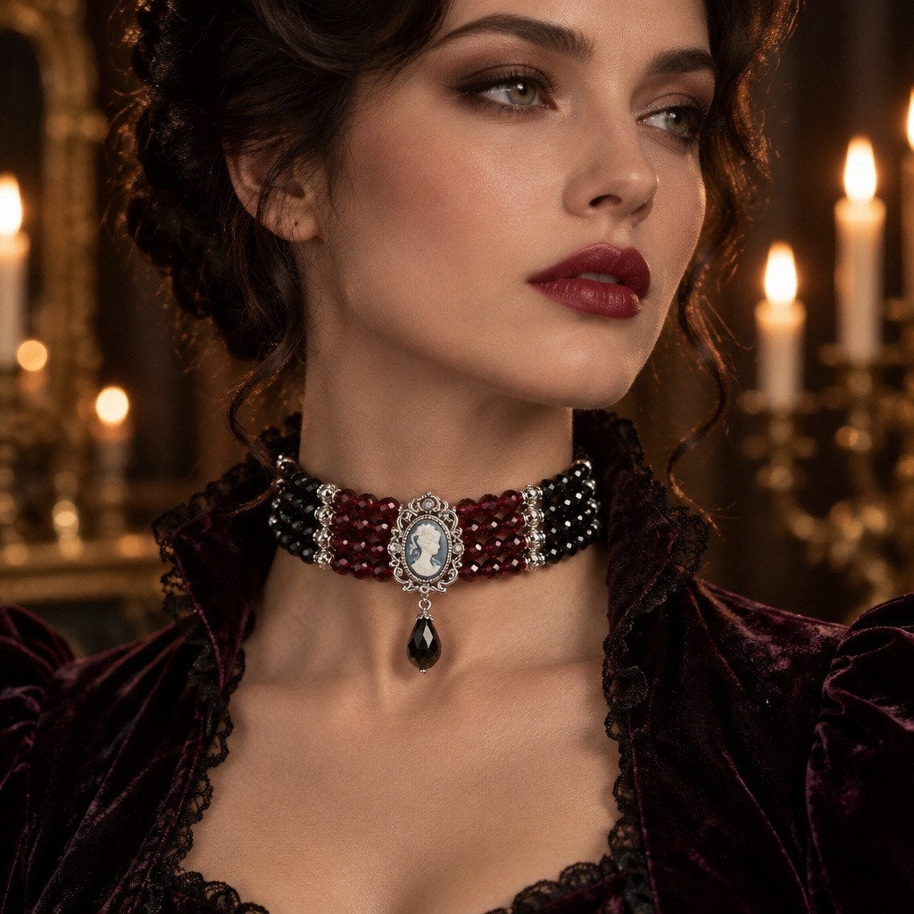 Vintage Crimson Countess Choker