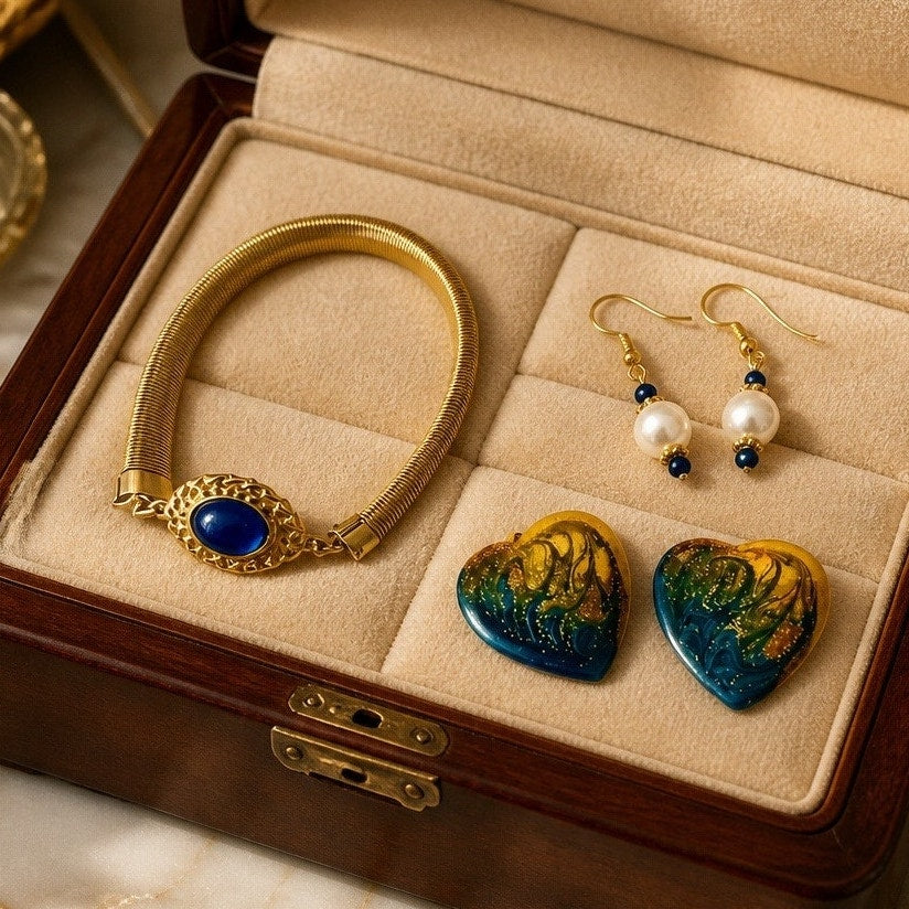 ✨ RETIRED COLLECTIBLE: Premier Designs "Mediterranean Cruise" Blue & Gold Set ✨