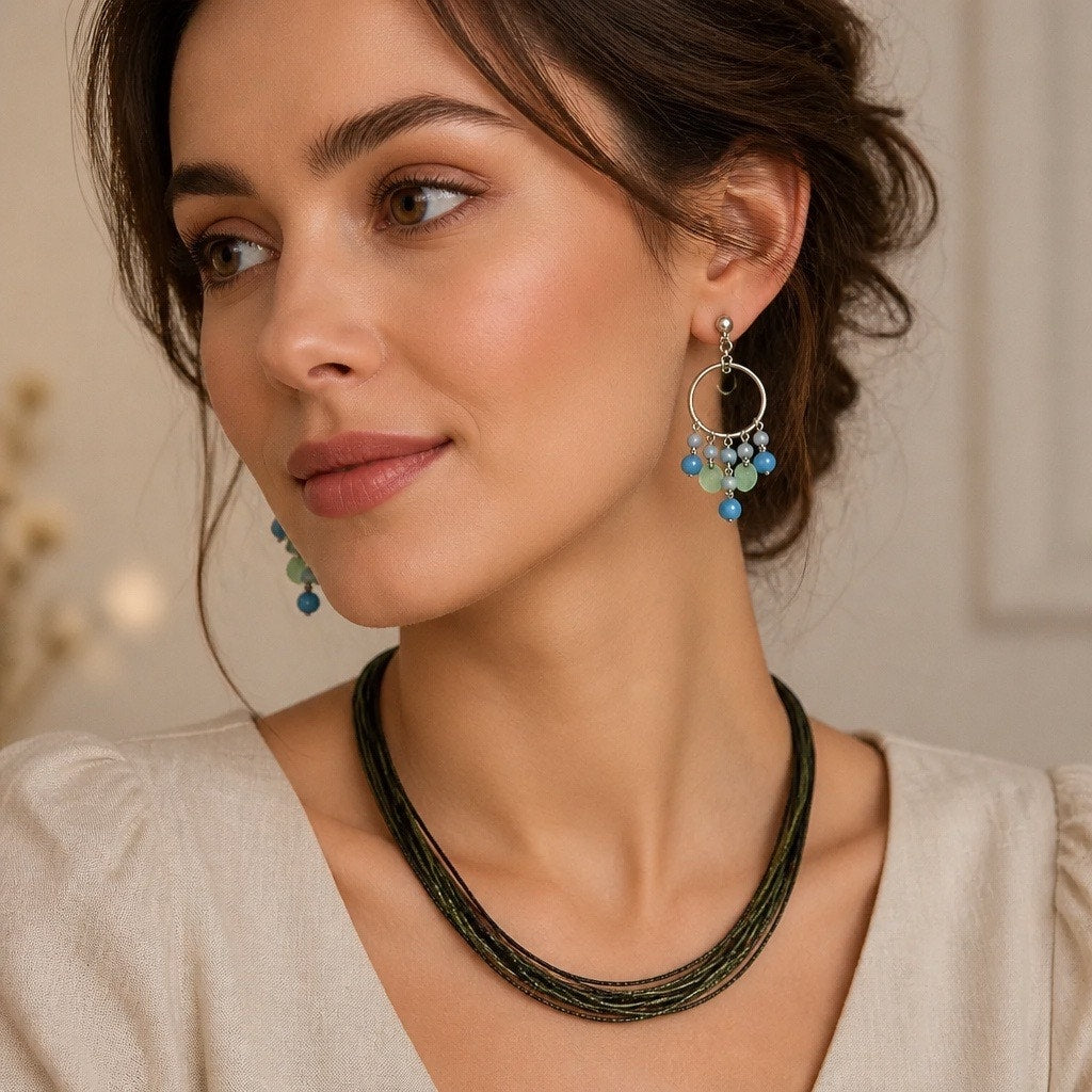 ✨ ESTATE CURATION: Multi-Strand Cord Necklace & Earring 3-Piece Set ✨