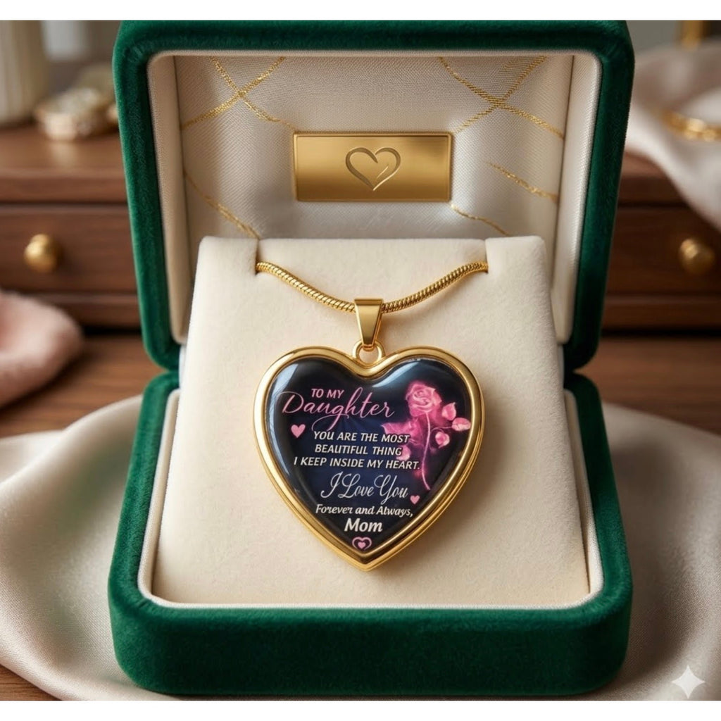 Option A: To My Daughter "Forever and Always" Heart Pendant Necklace