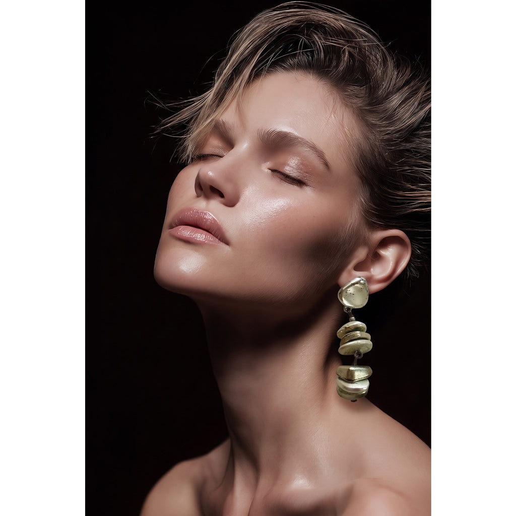 Tutti & Co. Silver-Plated 'Row' Earrings — Organic Multi-Disc Pebble Dangles