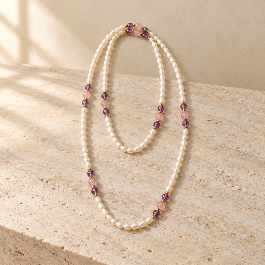 "The Pastel Blossom" Genuine Pearl & Gemstone Strand