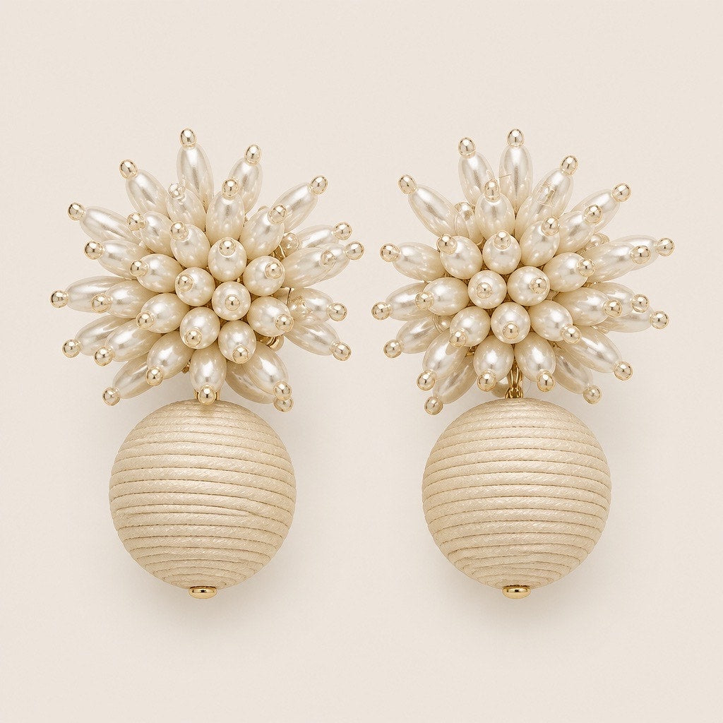 Jack Rogers Lily Faux Pearl & Raffia Dangle Earrings