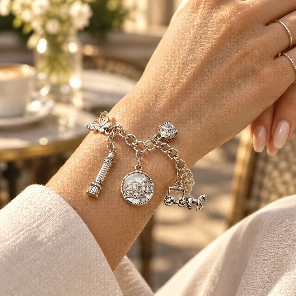 Vintage Signed & 925 Stamped Charm Bracelet