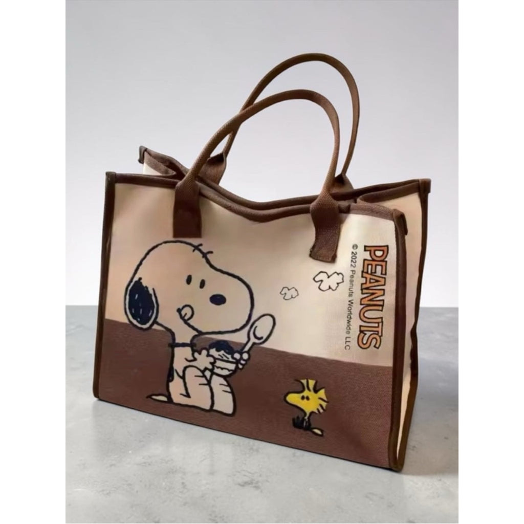 Canvas Tote with Snoopy & Woodstock