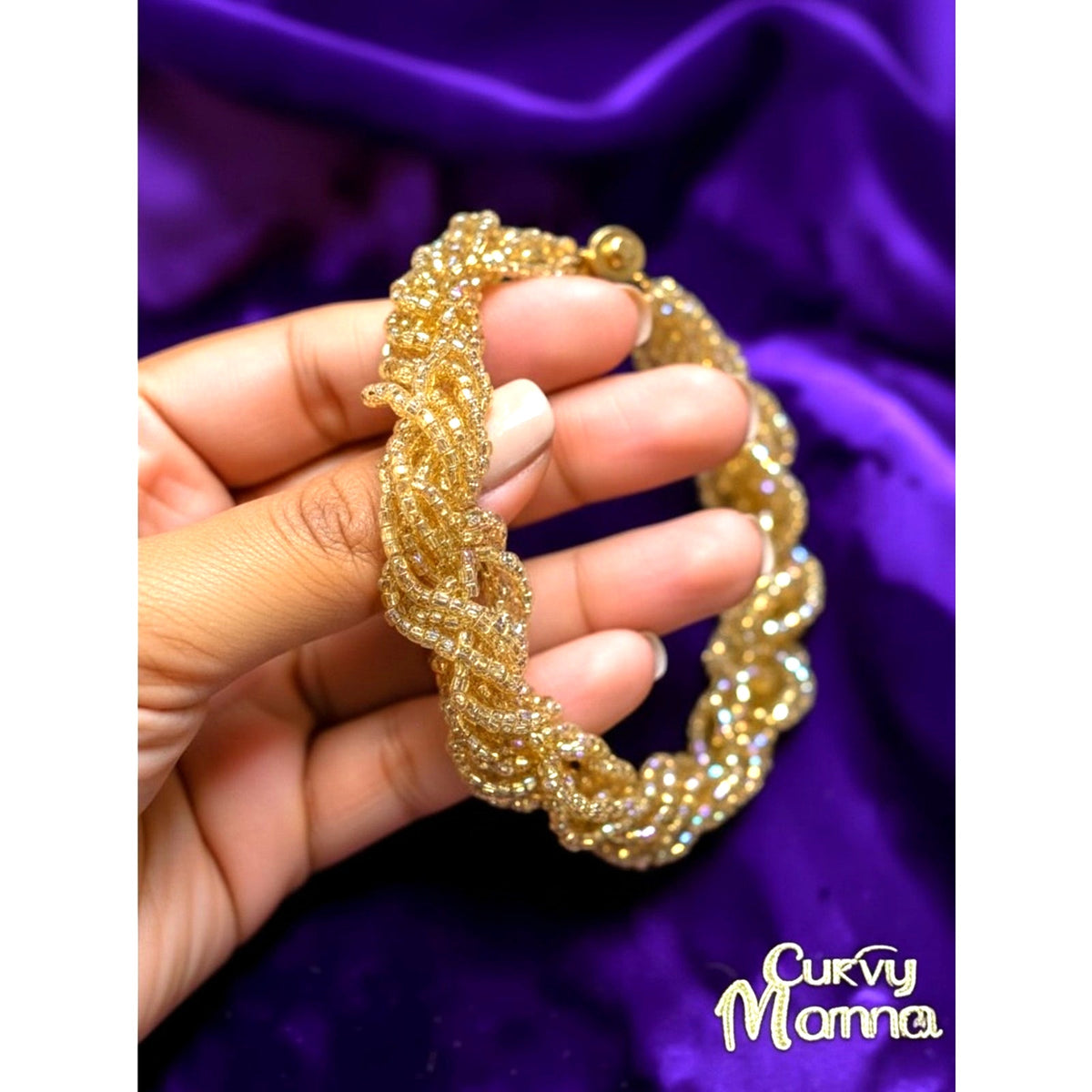 Vintage Gold Braided Crystal like Bracelet