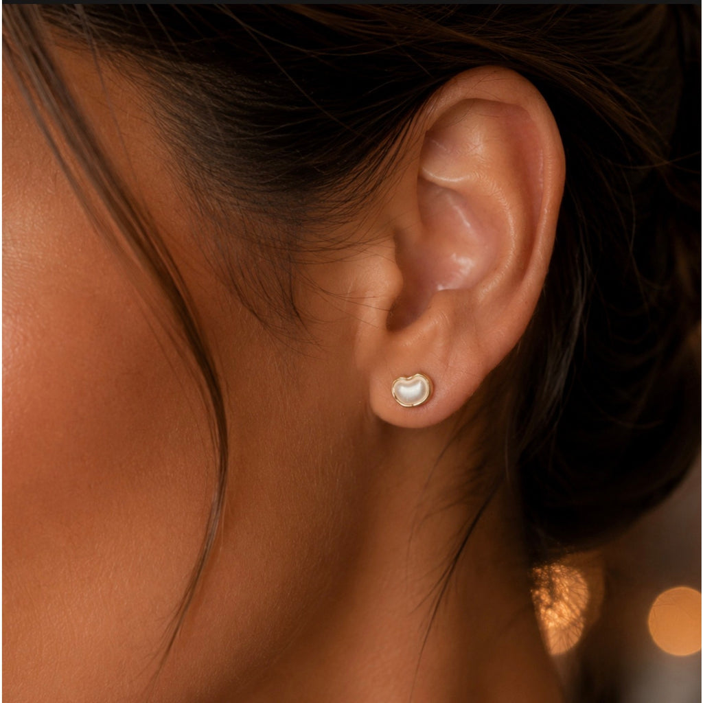Ivory Glow 18K Gold-Trim Pearl Mini Stud Earrings
