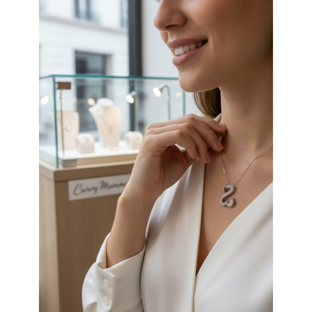 Jane Seymour 14KT White Gold Hearts Diamond Pendant - about 2 carat diamonds