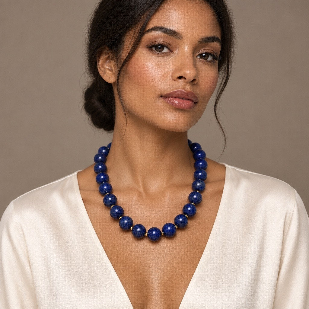 1950’s Mid Century patented MONET-Classic Navy Beaded Necklace