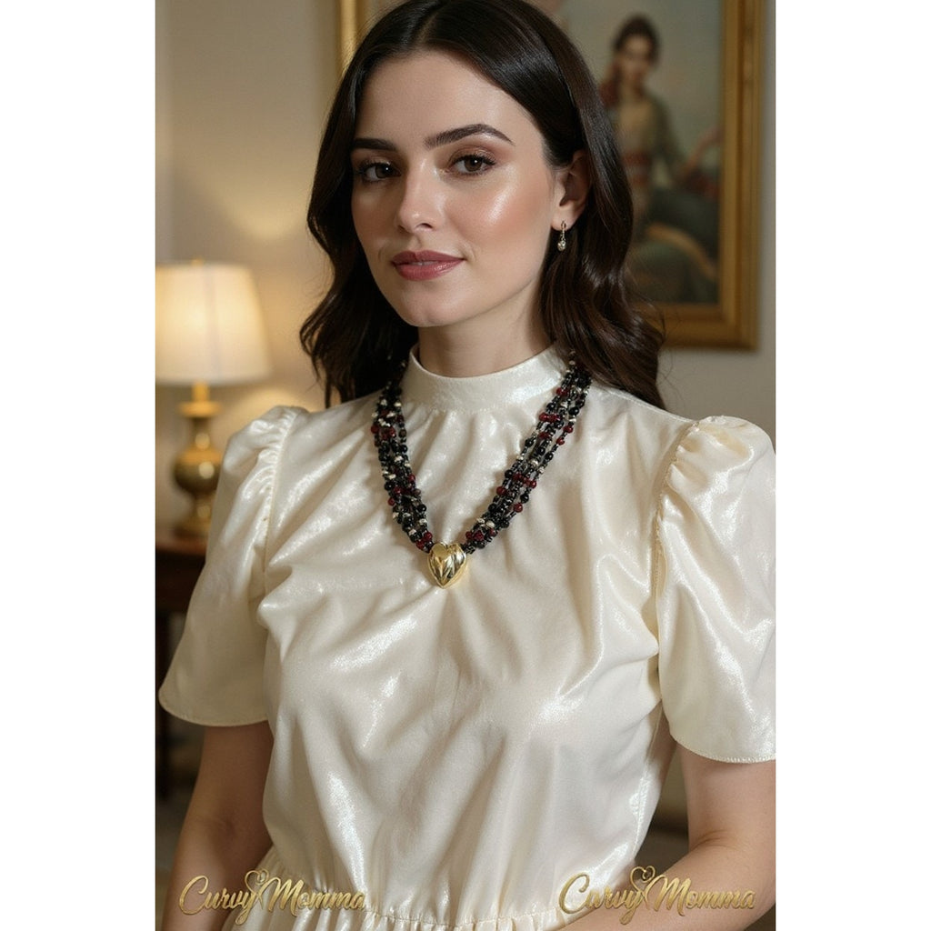 The Valentina Multi-Strand Statement Necklace – Gold Heart Edition