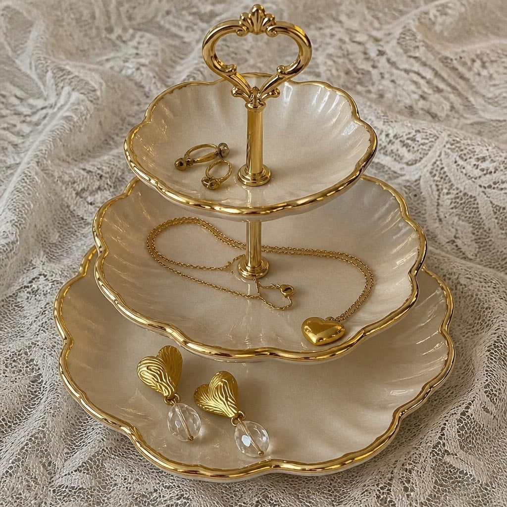 Vintage 18K Gold Plated "Love" Puffed Heart Necklace & Napier Earring Set