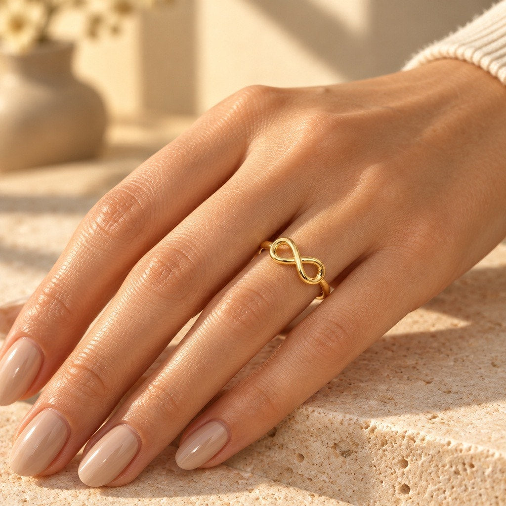 c.2025 Infinity Loop Statement Ring, Contemporary Gold Quiet Luxury Band  size 5