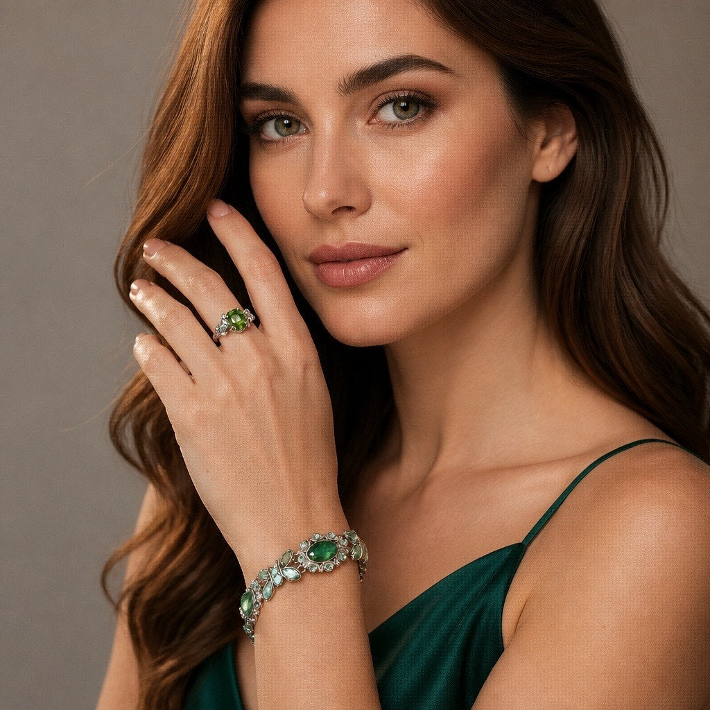 The Emerald Lattice Tennis Bracelet