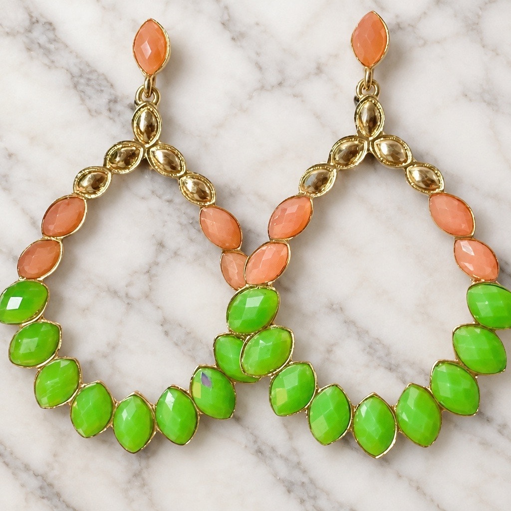 Vintage Brand Enamel Teardrop Earrings