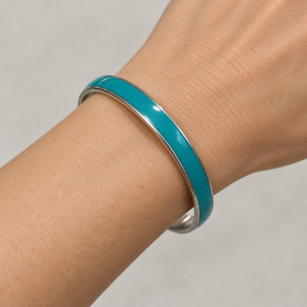 Vintage Turquoise Enamel Bangle Bracelet