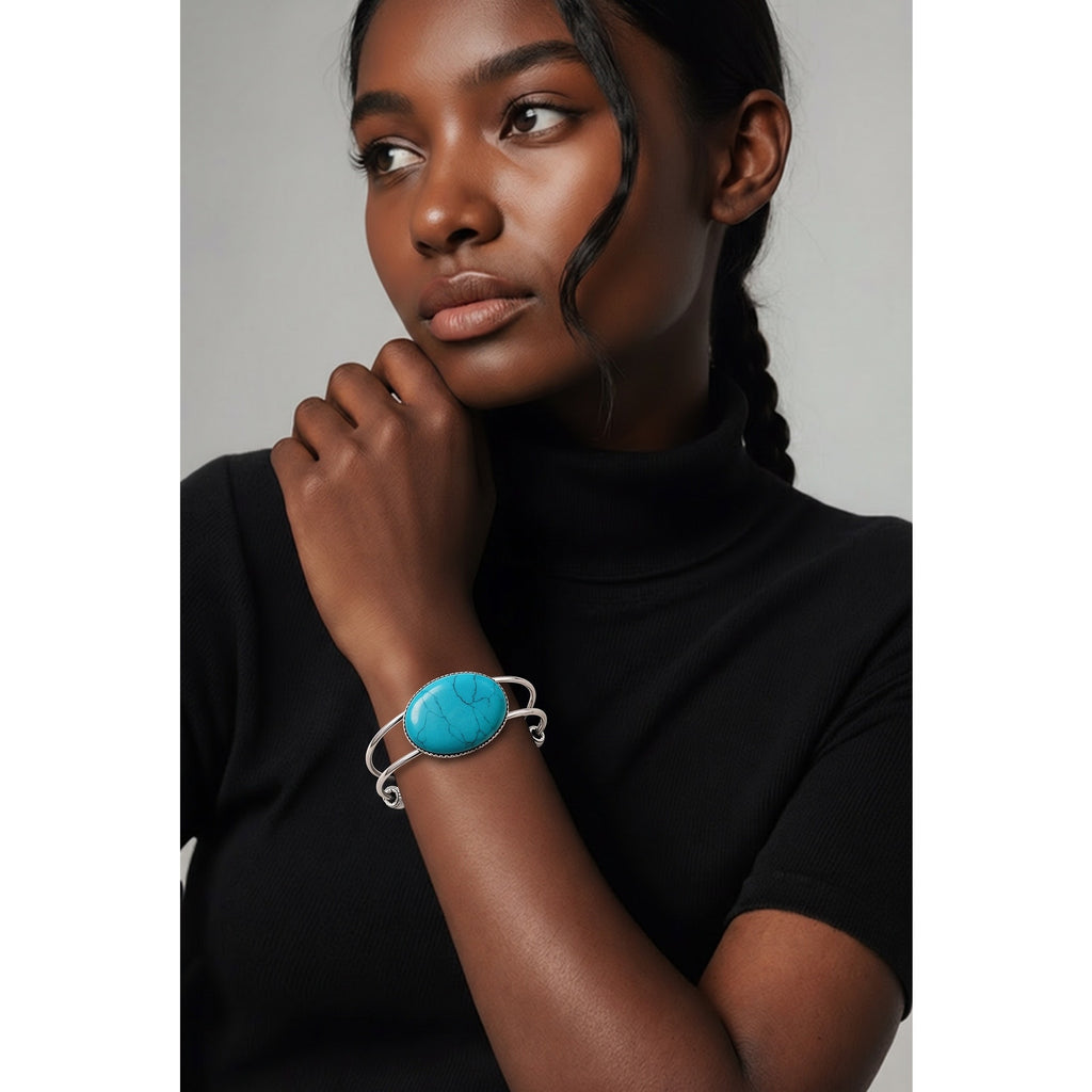 The Dakota Turquoise Cuff – Western Split-Shank Silver Statement Bracelet