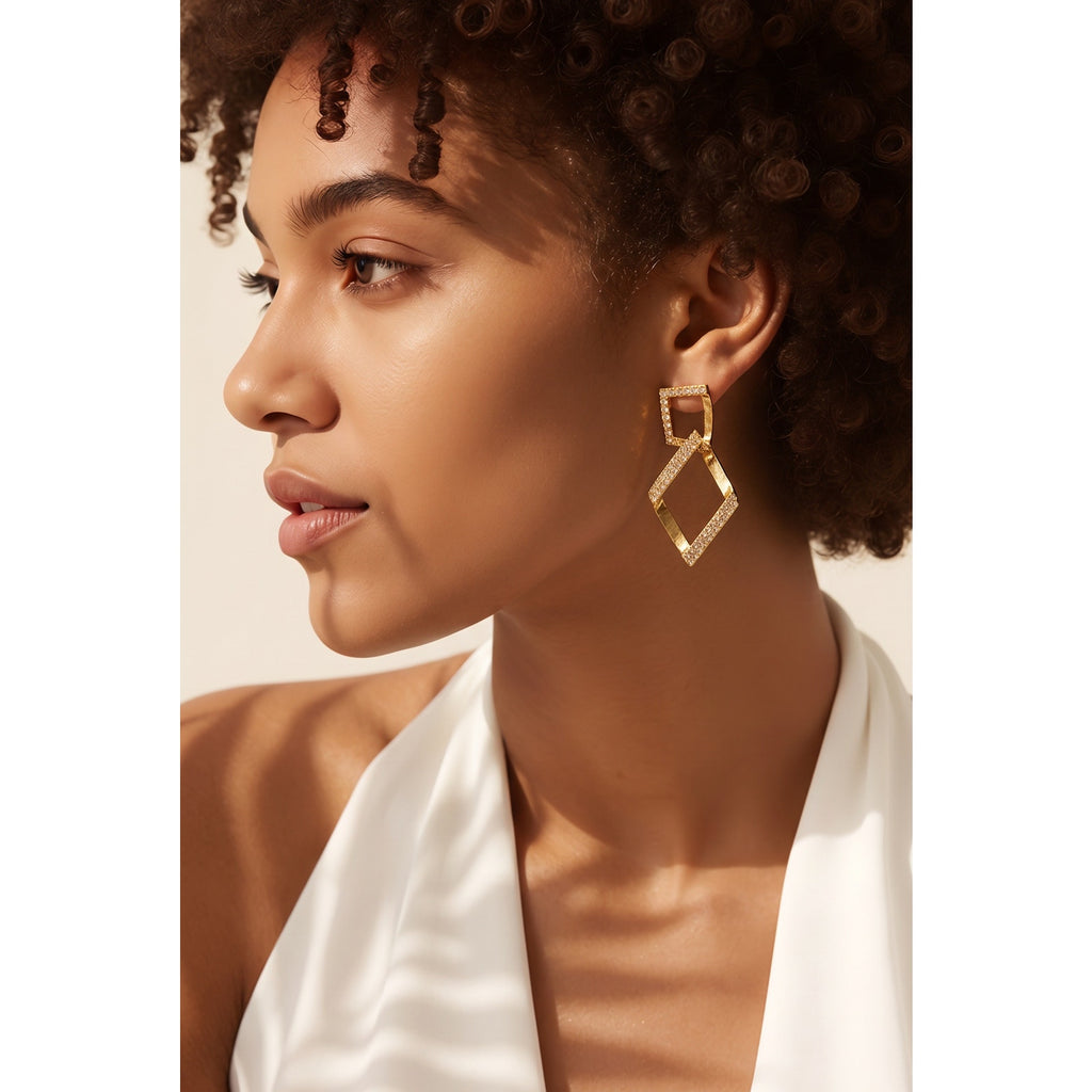 The Calla Lily Drops – Delicate Cats Eye & Sparkling Crystal Earrings