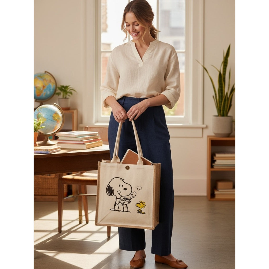 Canvas Snoopy & Woodstock Tote Bag - Cream excellent quality