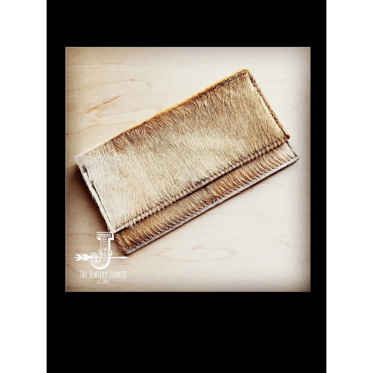 Hand crafted Calf Skin Hair-On Hide genuine leather Wallet Tan