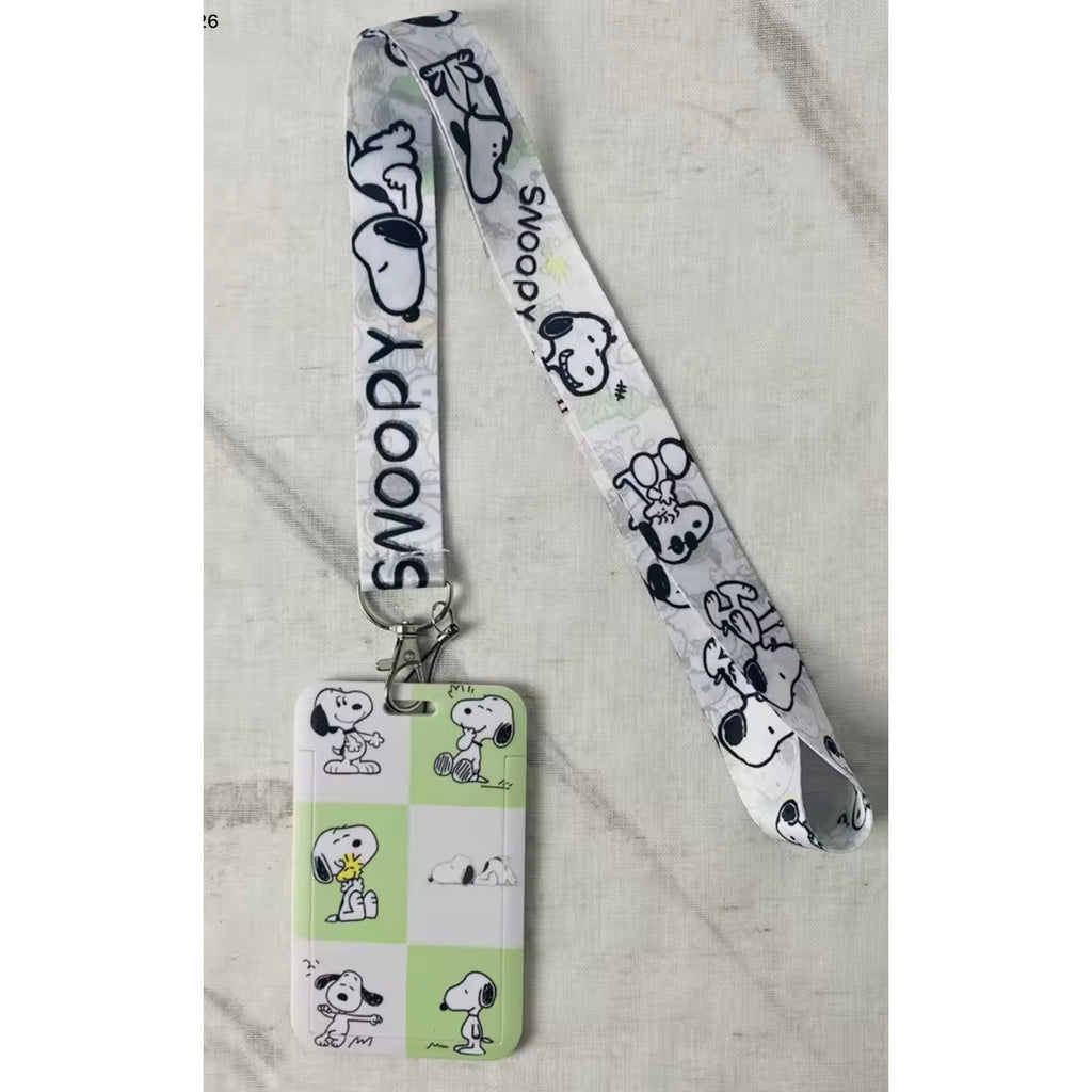 Snoopy & Woodstock Checked ID Badge Holder with Matching Lanyard