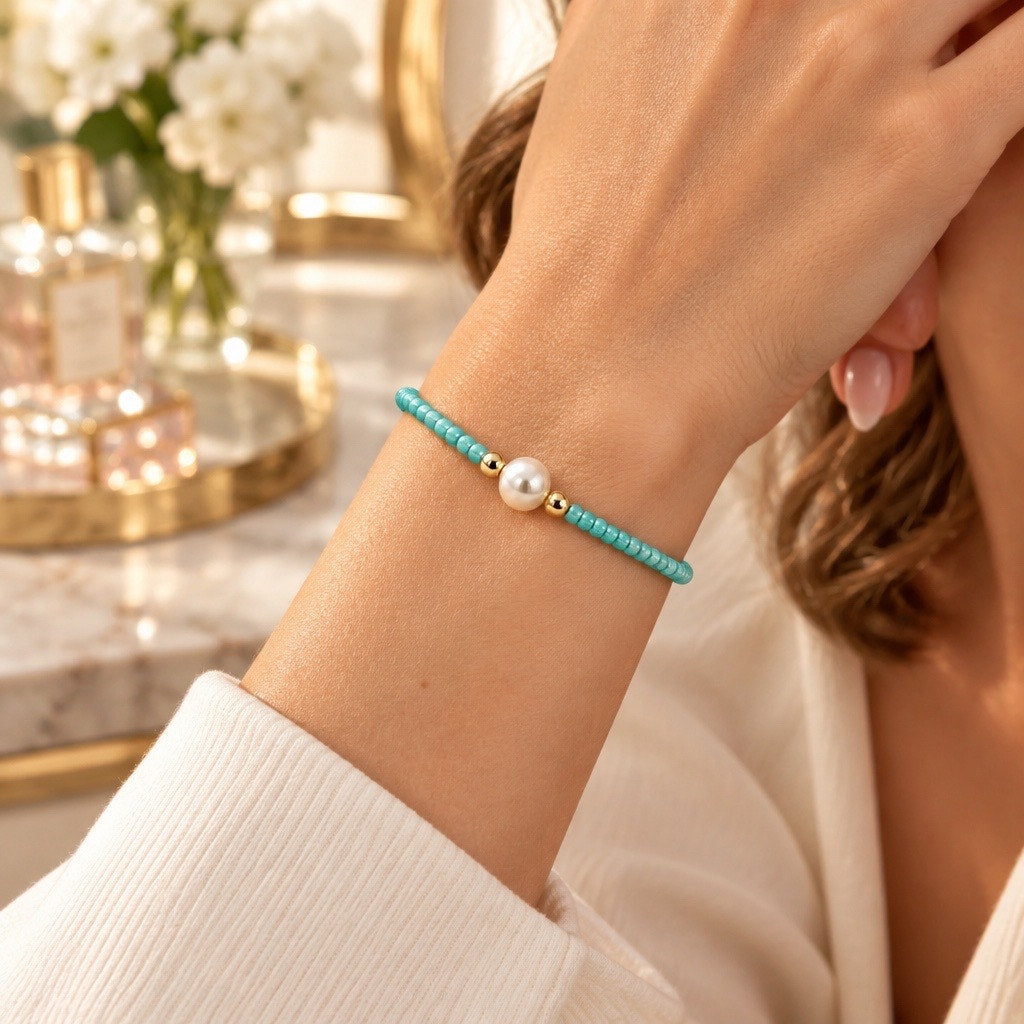 The Santorini Turquoise Beaded Bracelet