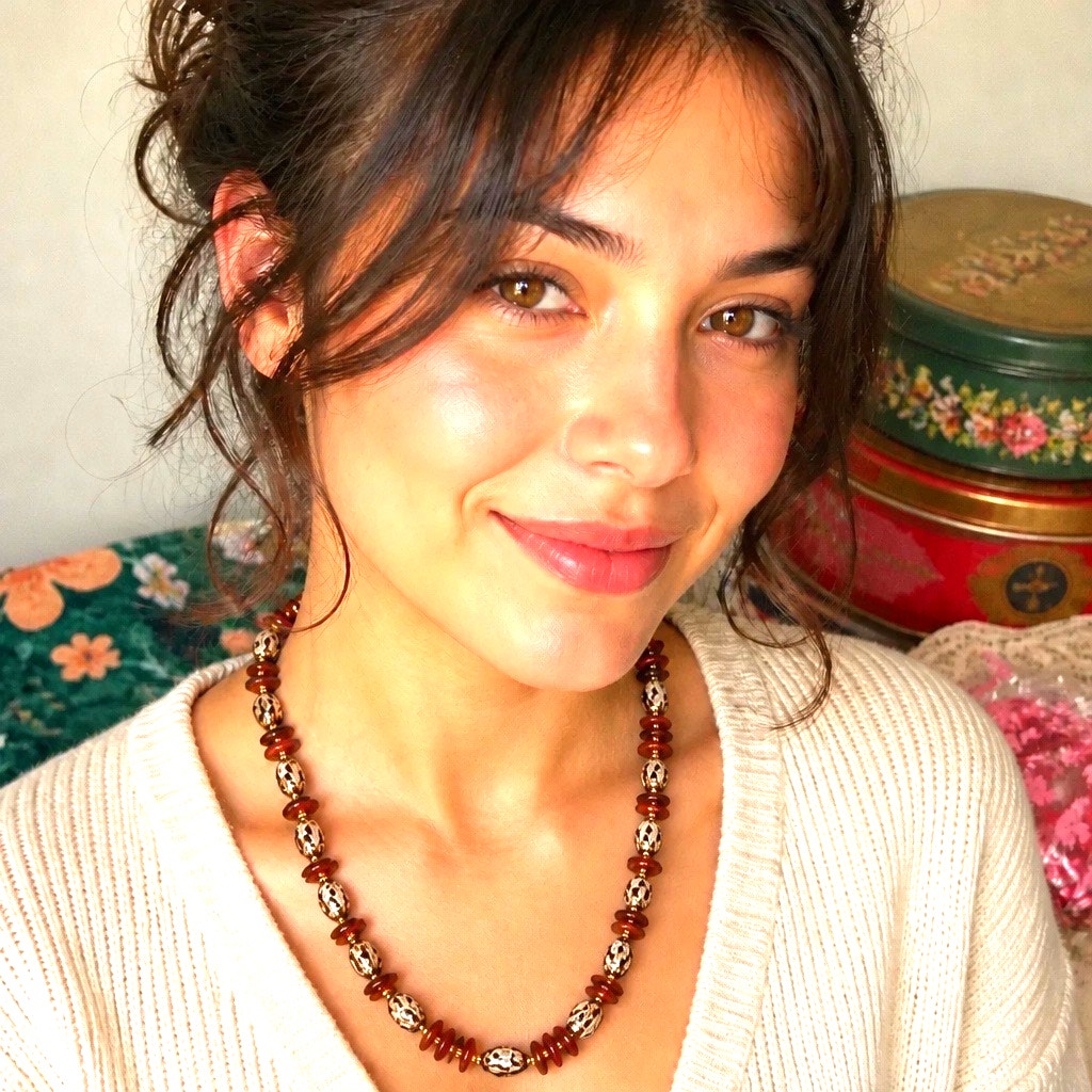 The "Whispering Woods" Vintage Beaded Statement Necklace •
