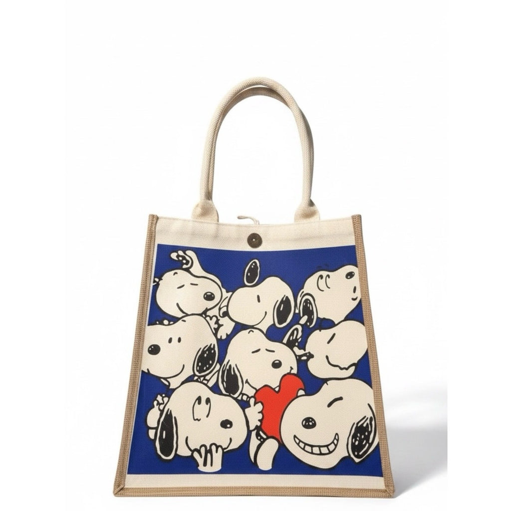 Handmade Cartoon Snoopy Blue Canvas Tote Bag-EXCELLENT QUALITY