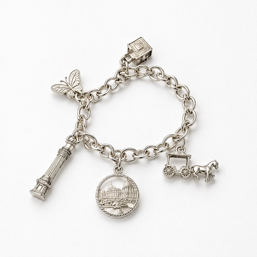Vintage Signed & 925 Stamped Charm Bracelet