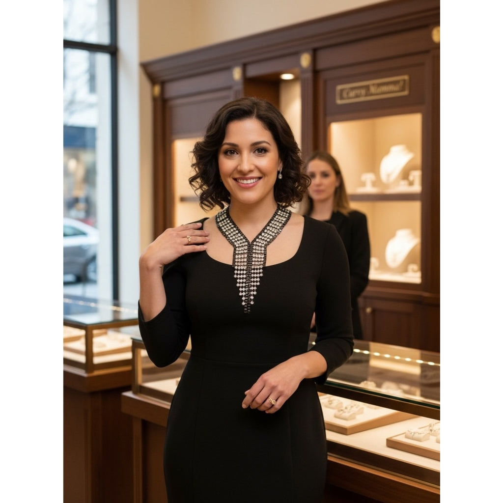 Gorgeous Vintage Elegant Black Crystal Statement Necklace